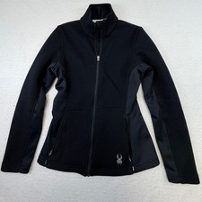 Spyder Core Sweater Womens Black Full Zip Knit Jacket Mock Neck Size M