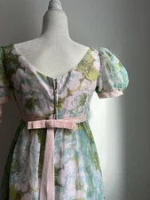 Vintage 1960s Lorrie Deb Floral Coquette Dress S Bow ILGWU