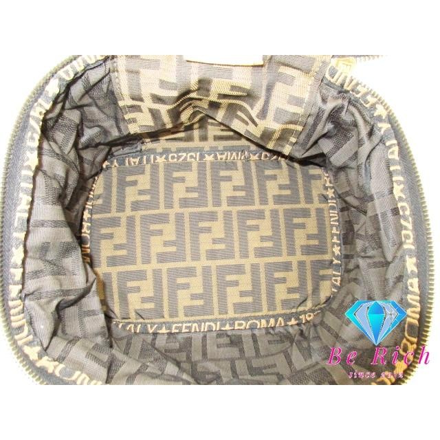 FENDI Vanity Bag Handbag Pouch Zucca Brown Canvas Leather
