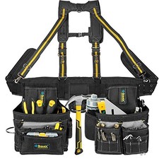 Bravex Tool Belt Ultra Wear-Resistant with Braces 10 Main Pockets and Smaller