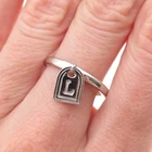 925 Sterling Silver Vintage Letter L Tag Charm Ring Size 7