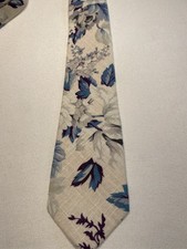 Mens Floral Necktie Cotton Blue Botanical