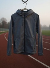 Womens Size S Lightweight Gray Full-Zip Hooded Jacket With Pockets