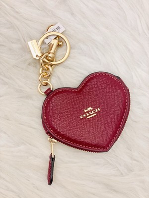 NWT Coach CP368 Heart Bag Charm IN Gold/Dark Ruby | eBay