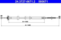ATE Bremsseil Seilzug Feststellbremse 24.3727-0671.2 FüR KA Ford RU8 Tdci Fiat