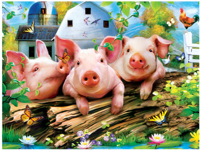 MasterPieces 300 Piece EZ Grip Piece Puzzle Green Acres ''Three Li'l Pigs'' #31817