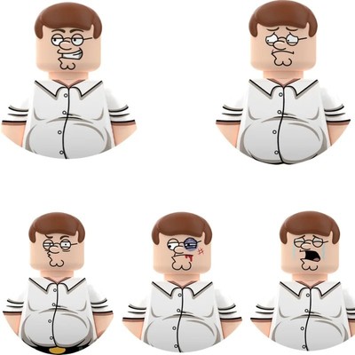 Peter Griffin Family Guy Minifigure Set   5 Expressions Block Toy Collectible