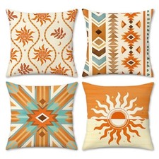 Boho Southwestern Throw Pillow Covers 18" x 18" Pack of 4 Orange  Brown