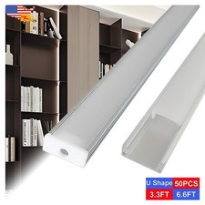 3.3FT/1M 50 Pack U Shape Led Channel System With Frosted Cover For Led Strip