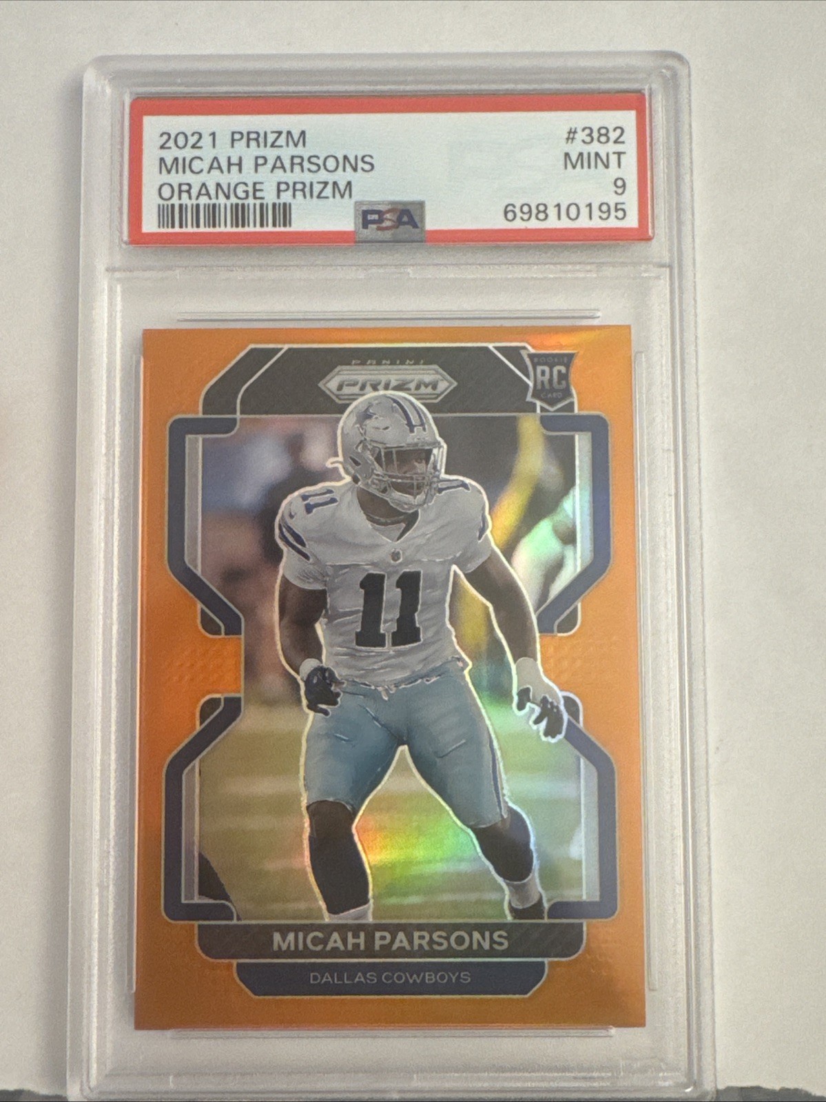 2021 Panini Prizm Micah Parsons Orange Prizm #382 Rookie RC /249 DAL