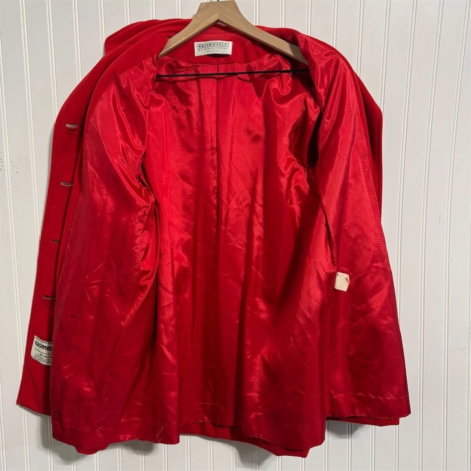 VTG 70s 80s KashmiRACLE Coat Wellington Red Car Coat Cashmere Feel M/L Made USA - Image 3 of 4