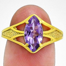 18K Gold Over Brass Marquise Shape Colorful Stone Ring Fashion Jewelry TGR1002