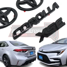 FRONT & REAR Glossy Blackout OVERLAY EMBLEM 2020-2024 FOR COROLLA XSE SEDAN ONLY