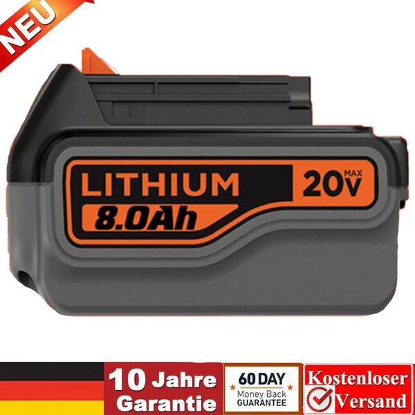 Pack 8,0Ah 20V Li-Ion LBXR20 Ersatzakku Für Black & Decker LB20 LB2X4020-OPE 18V-image