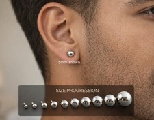 Solid 925 Sterling Silver Round Ball Stud Earrings Spheres w/ Push Backs 2-11mm