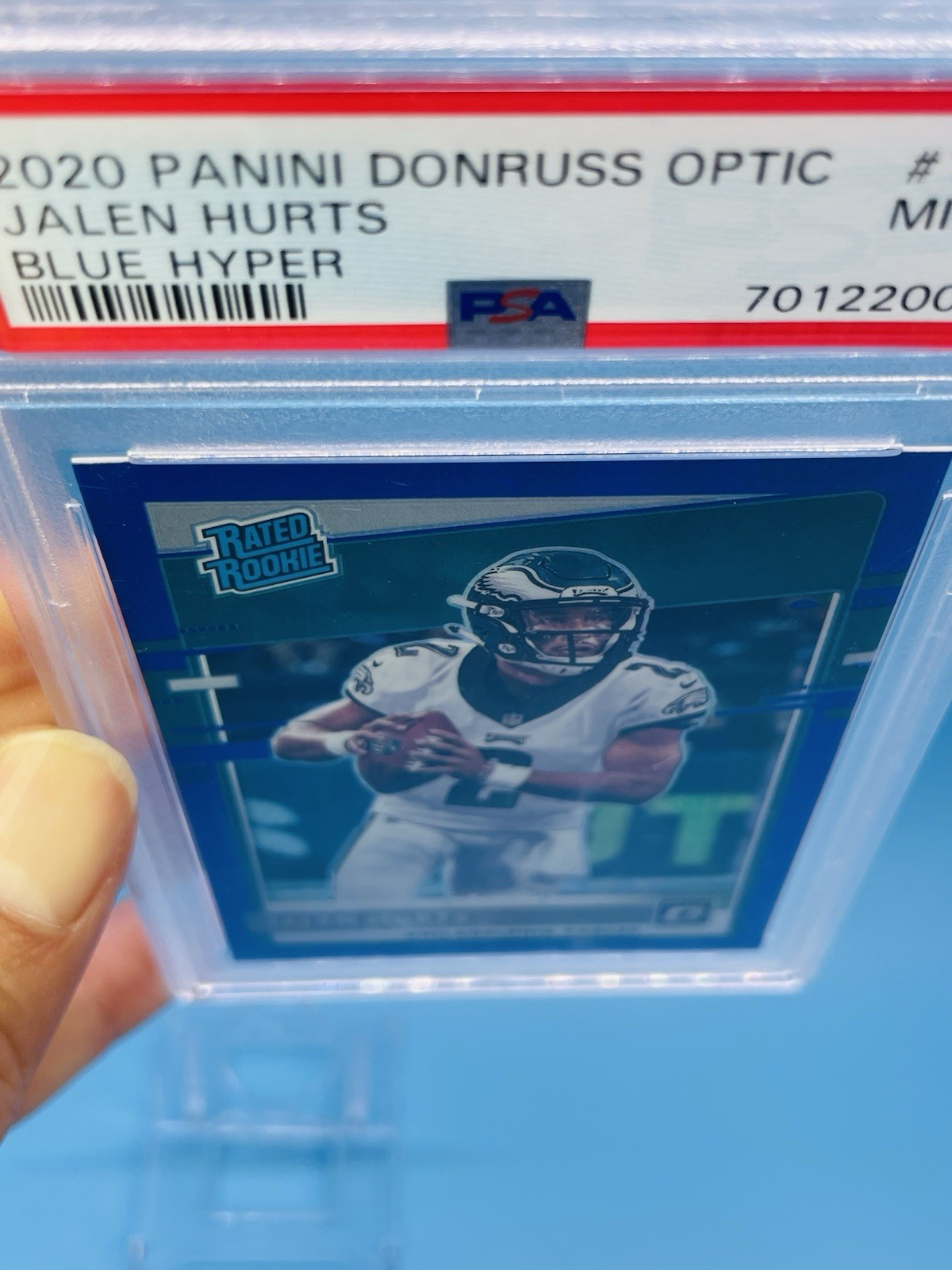 2020 Optic ~ JALEN HURTS ~ Rated Rookie Blue Hyper Prizm RC #164 ~ PSA 9 MINT 🔥 view 10