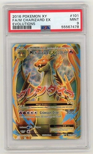 M Charizard EX 101/108 Pokemon XY Evolutions Full Art PSA 9 Regrade