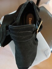 Bella Vita Black Suede Ankle Booties with Buckle Detail