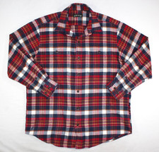 Orvis Shirt Men's L Perfect Flannel 100 Cotton Heavyweight Plaid Red Blue