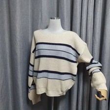 Color Block Boat Neck Knit Sweater