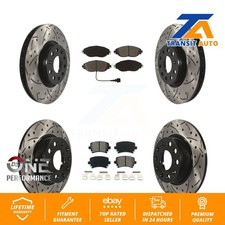 Front Rear Drill Slot Disc Brake Rotors Semi-Metallic Pad Kit For Volkswagen GTI