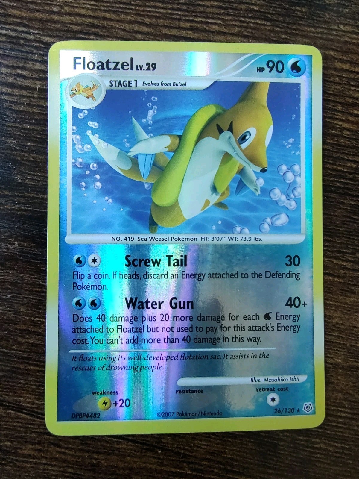 Floatzel 26/130 Diamond & Pearl Base Set Pokemon Reverse Holo