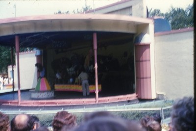 c1960's Kodachrome 35mm Slide, Amusement Park Ride Spectators Person Crowd