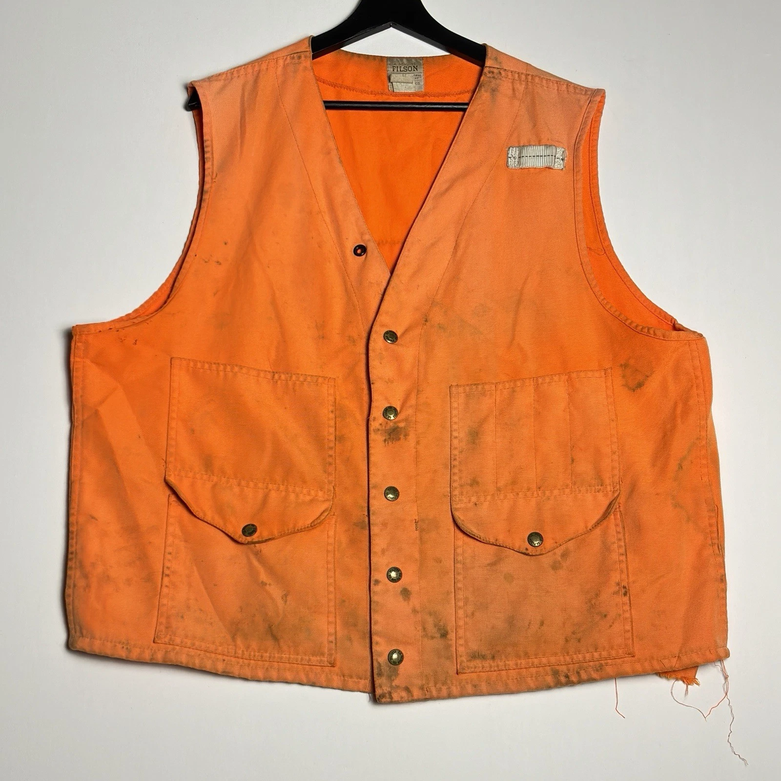 Vintage C C Filson Co Style 12 Orange Safety Hunting Shooting Vest Size 48 Large