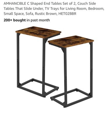AMHANCIBLE C Shaped End Table Set of 2, Side Tables Living Room, C Table -New
