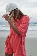 Free People FP Movement Hot Shot Tee Romper Muted Pink Size Small READ 074