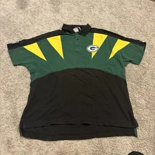 Vintage Green Bay Packers Sharktooth Style Polo Apex Football Shirt XL Rare Cool