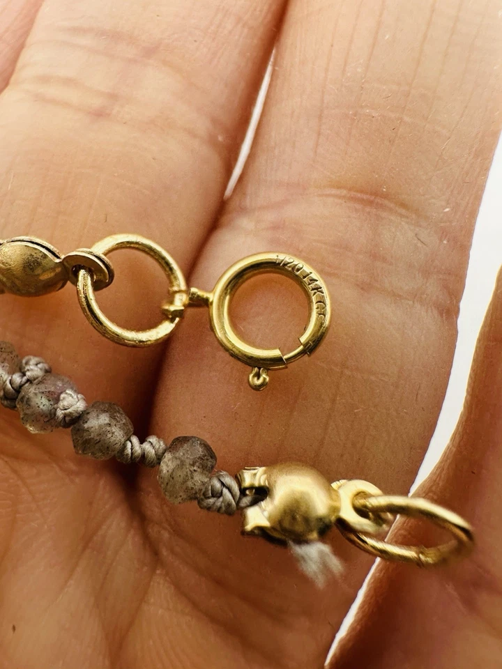 14k Gold Filled Natural Labradorite Beaded Bracelet 7.5” - Image 3 of 3