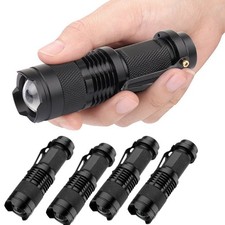 5PCS Outdoor Mini LED Flashlight Torch Adjustable Focus Zoom Camping Light Lamp