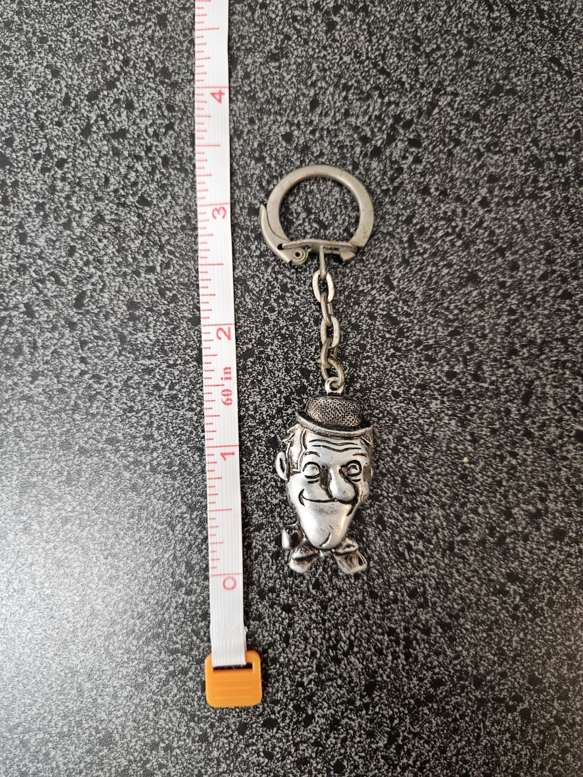 Vintage 1950s Hong Kong Stan Laurel From Laurel And Hardy Pewter Keychain