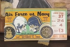 Navy vs Air Force First Matchup Football Ticket 10/15/1960, Joe Bellino Heisman