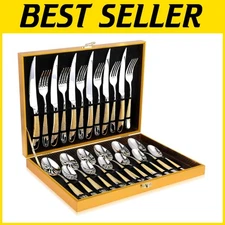 Rustproof 6-Person Silverware Set with Gold Finish