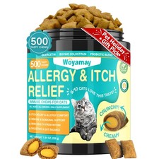 Cat Allergy Relief for Cats, 500 Crunchy  Creamy Anti-Itch and Immunity Chew...