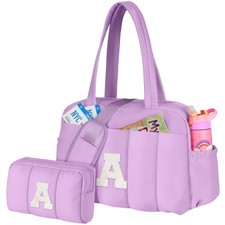 Vogewood Gifts for 11 Year Old Girl-Initial Duffle Bag, Carry-On, Purple