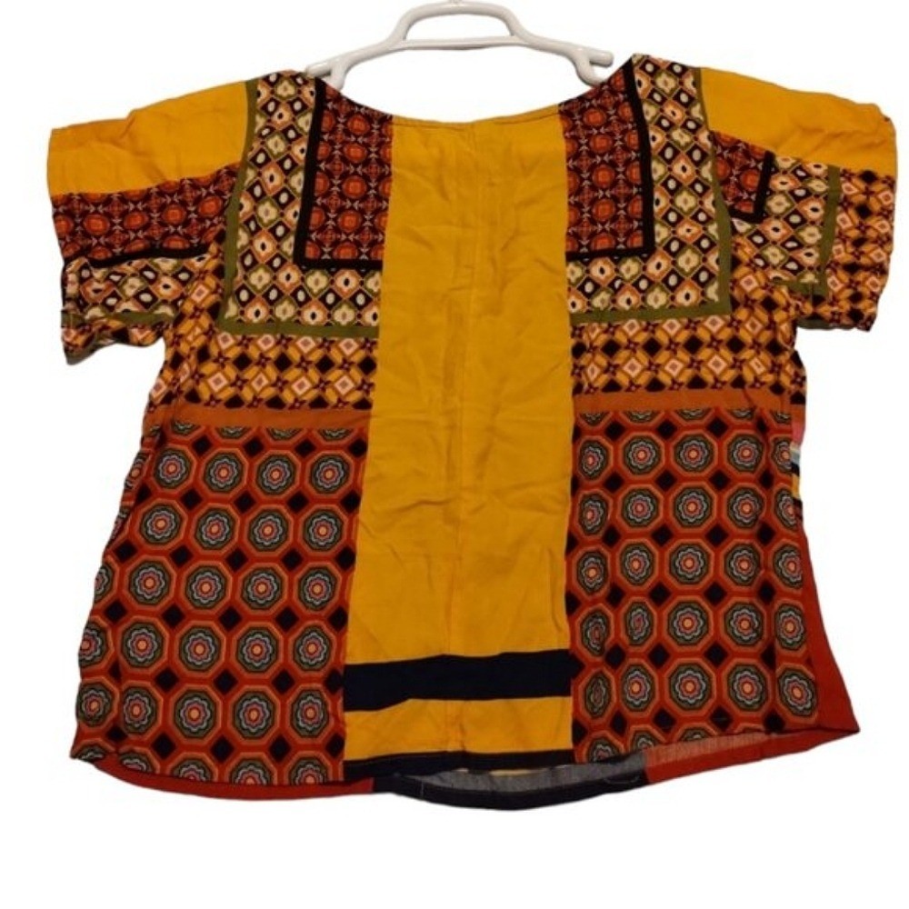 Farm Rio Patchwork Pattern Short Sleeve Blouse Si… - image 3