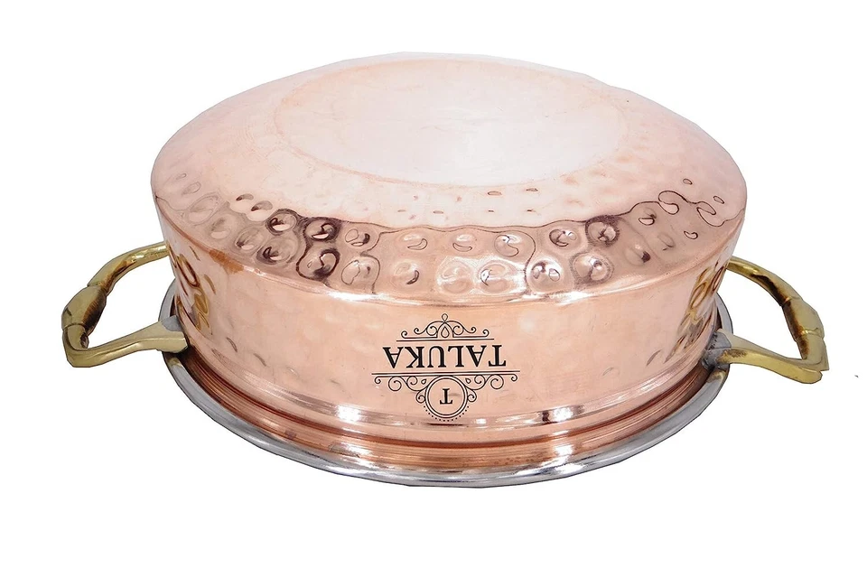 Juego de 4 platos de comida india hechos a mano de acero inoxidable y cobre Handi Bowl Foto 3 de 4