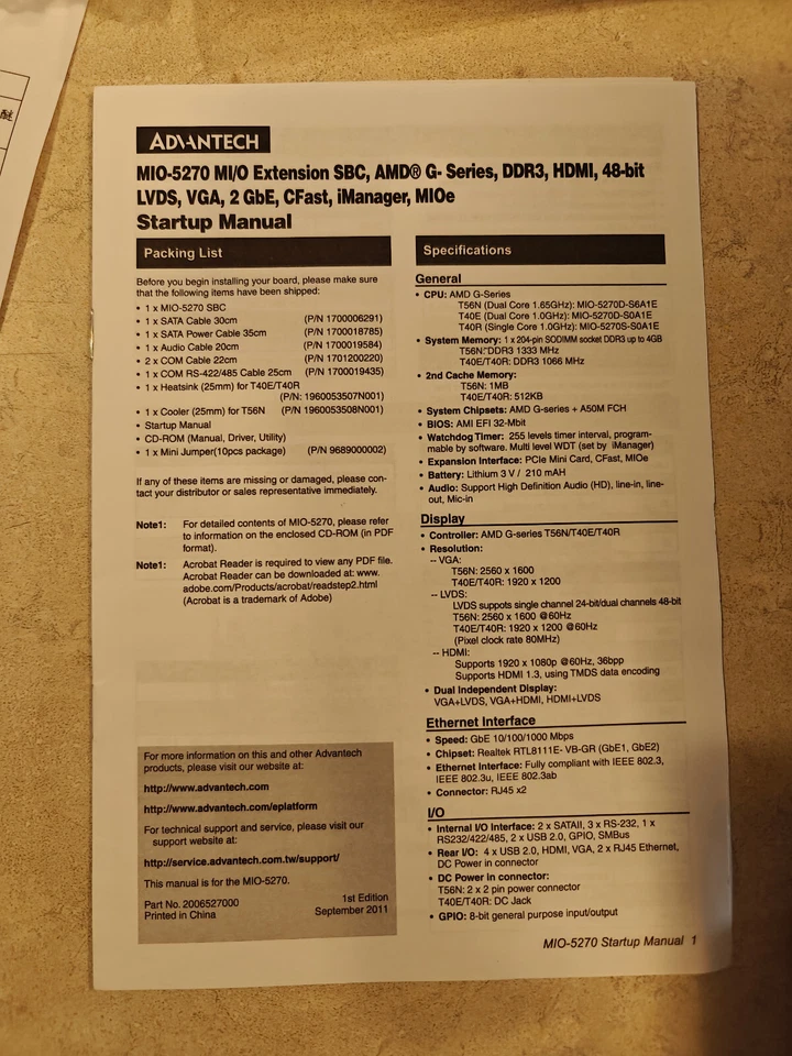 Advantech PC Board with CPU 5279cb (with Bios and RAM) - Image 2 of 4