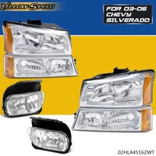 Fit For 03-07 Chevy Silverado Chrome Headlight Bumper Signal Lamp+Fog Lights