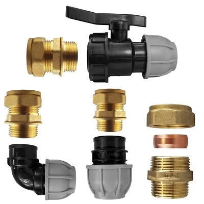 COST WISE 15mm or 22mm compression copper to 20mm or 25mm MDPE pipe converter elbow joiner