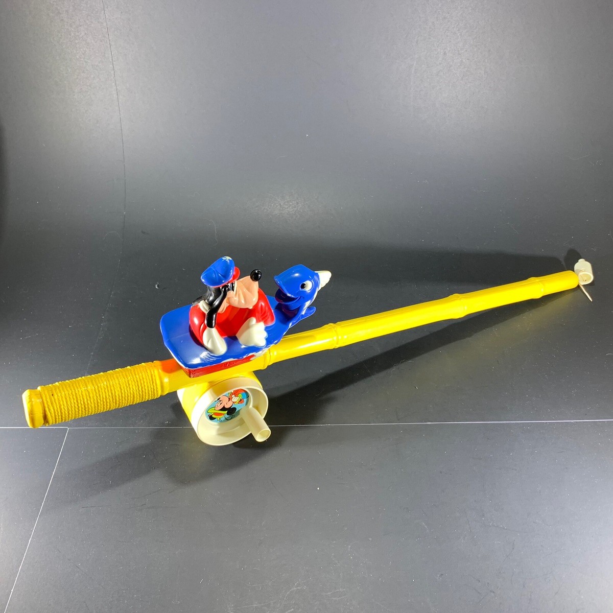 Vintage Goofy In A Boat Toy Fishing Rod Pole Disney Yellow Rare | eBay