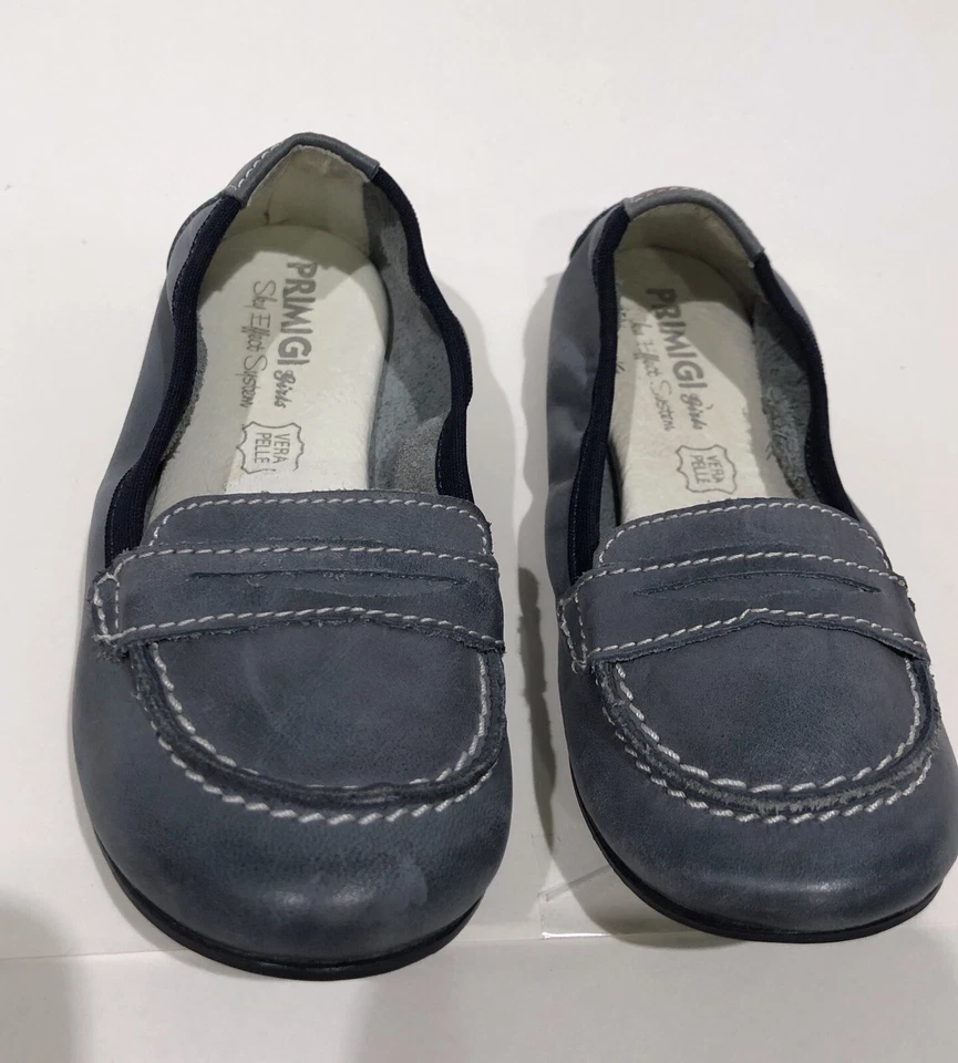 Primigi Niñas O Niños Azul Mocasín Iglesia Vestido Antichoque Sin Cordones Cuero Genuino Foto 2 de 4