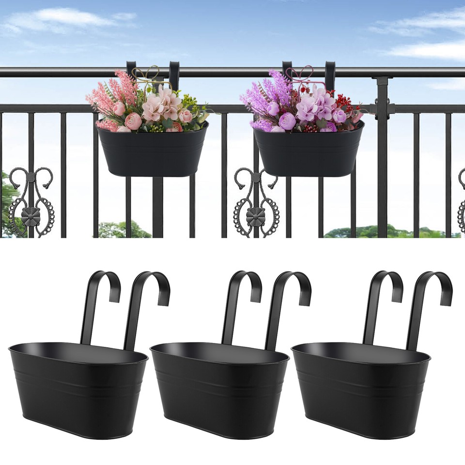 3Pcs Iron Hanging Flower Pots Metal Iron Hanging Planter Outdoor Indoor