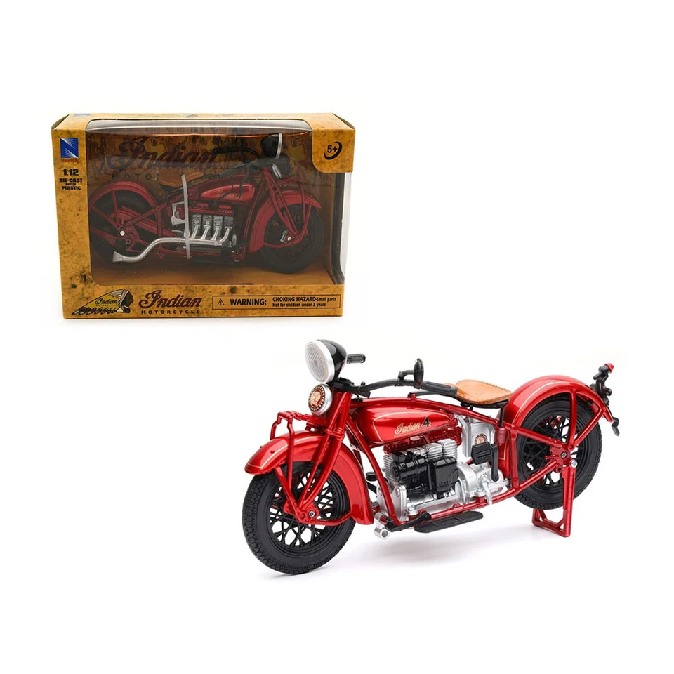 Newray 1:12 Scale 1930 Indian Four Burgundy Motorbike Model Diecast Metal - Image 2 of 2