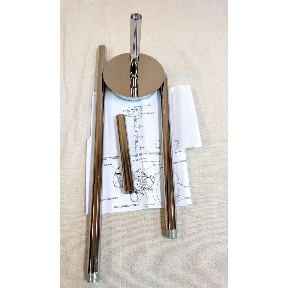 Elk Jorgensen 3 灯吊坠,灰褐色木材和抛光镍 31334/3 — 第 4/4 张图片