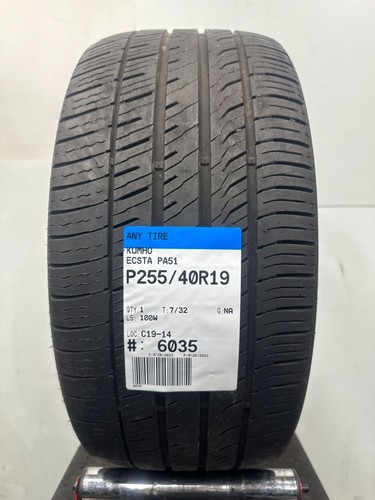 1 Used Kumho Ecsta PA51 P255/40R19 2554019 255/40/19 100 W - 7/32 | eBay