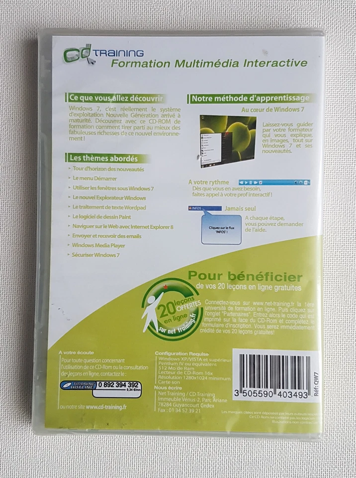 CD TRAINING - Formation Windows 7 - CD-Rom PC - NEUF sous cellophane - Photo 2/2